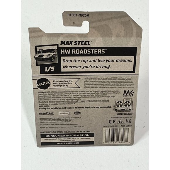 Hot Wheels Max Steel 2024 HW Roadsters 1/5 Green Diecast Car NOC - Picture 10 of 10